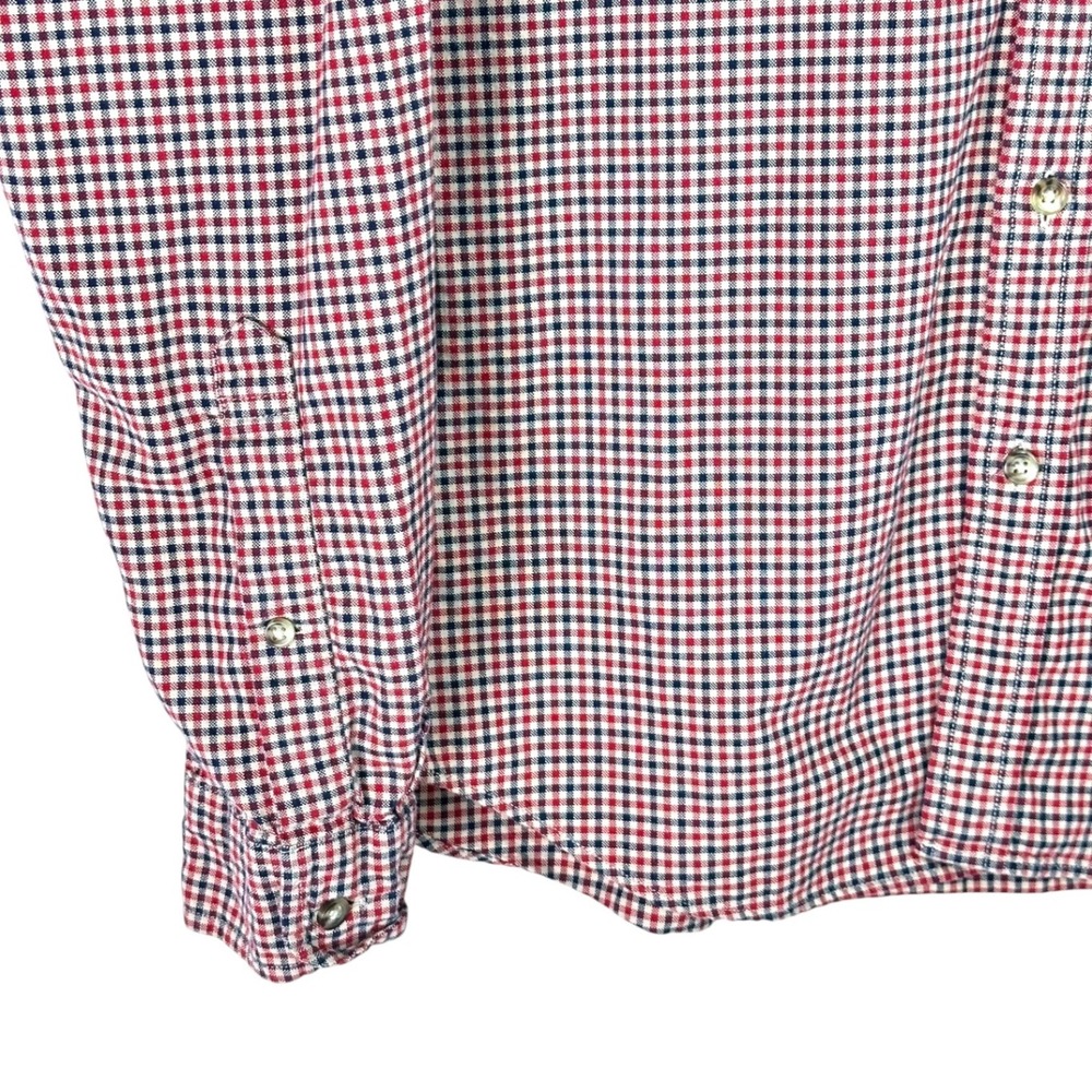 J. Crew Mens Slim Fit Button Down Shirt Long Sleeve Gingham Red Blue Size Large - Picture 7 of 12